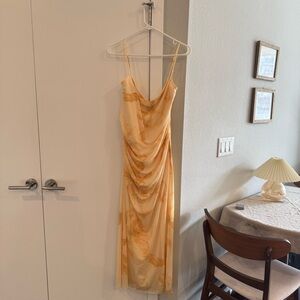 Zara yellow floral midi dress